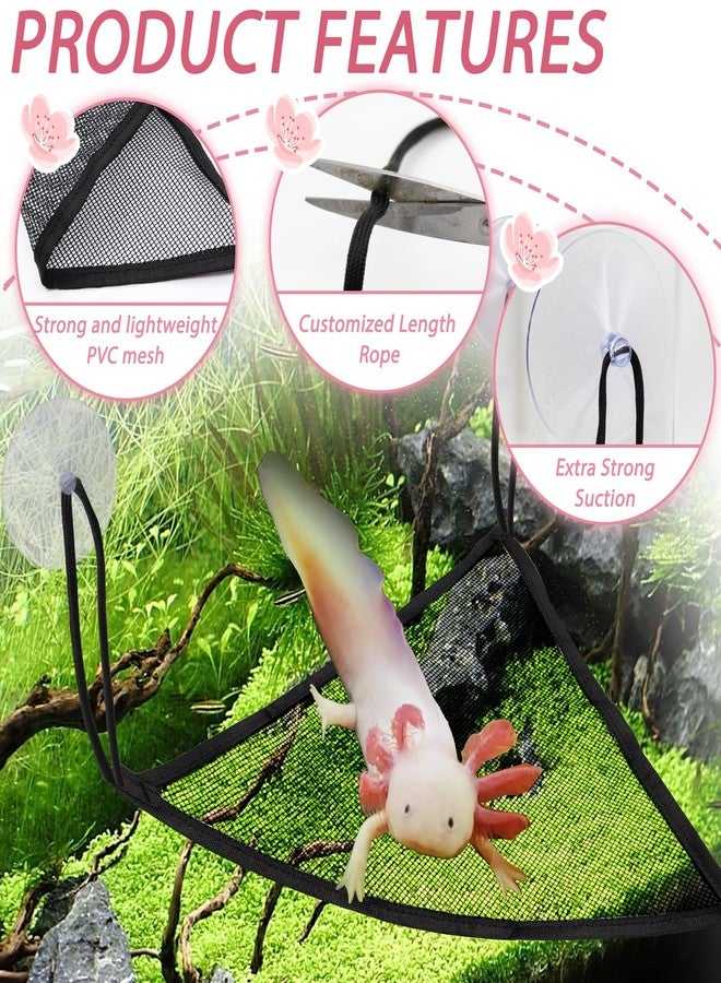 Niuohoy 2 Pcs Axolotl Bearded Dragon Lizard Hammock with Large Suctions and Rope No Rust Breathable Mesh Reptile Hammock Tank Accessories for Geckos, Iguanas, Anoles, Snakes, Chameleon (Black) - Image 3